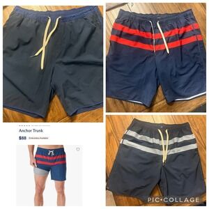3 Pair Lot‎ Fair Harbor Lined Short Trunks Mens L Blue Red drawstring spandex